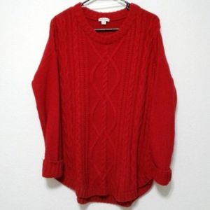 Merona red chunky cable knit tunic sweater